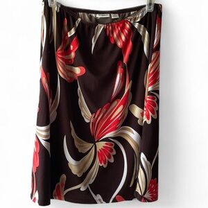 Y2K Chico's Women's Floral Skirt with a coral and Brown Design